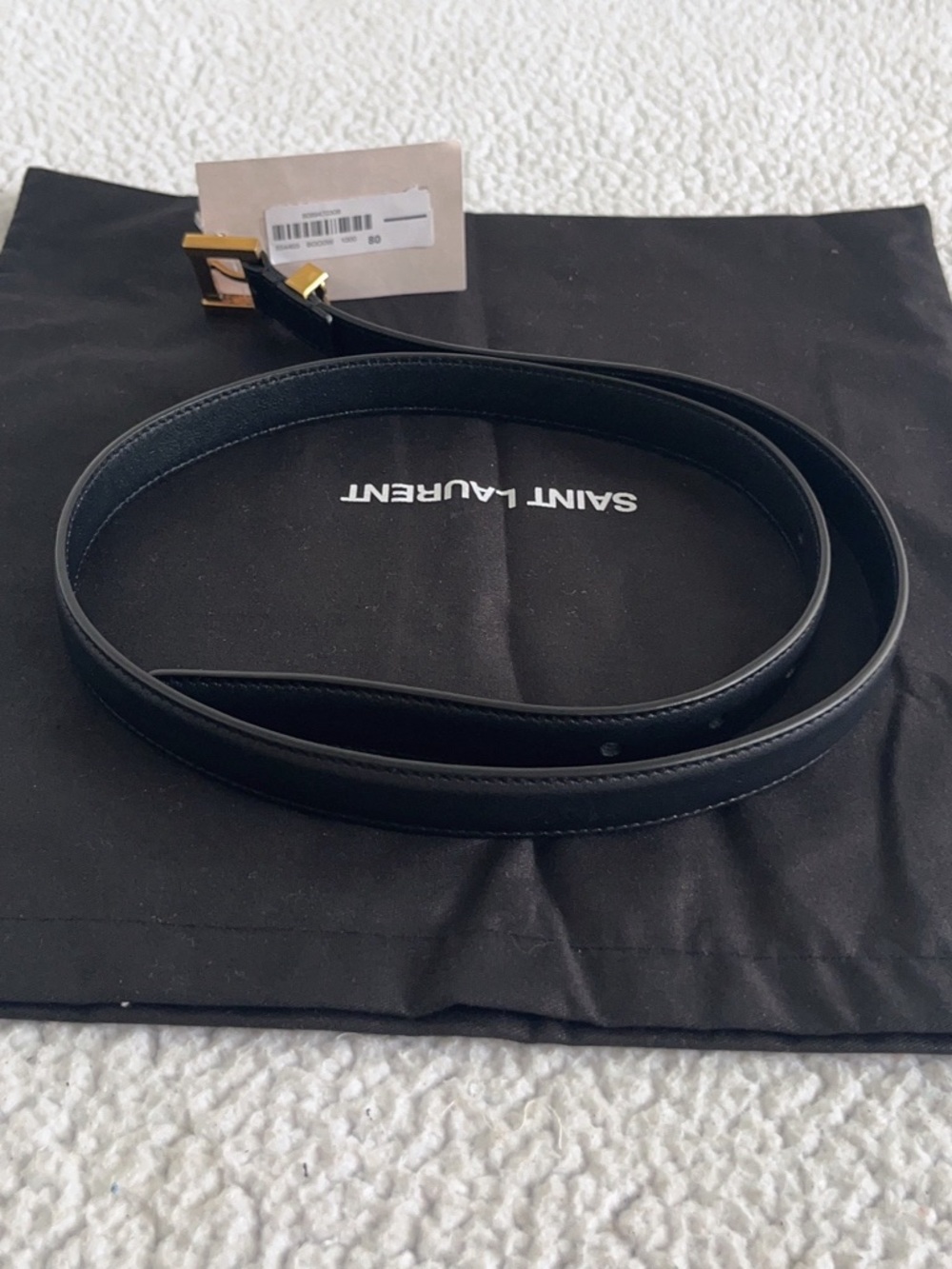 Saint Laurent  YSL Cassandre leather thin belt - Picture 3 of 13
